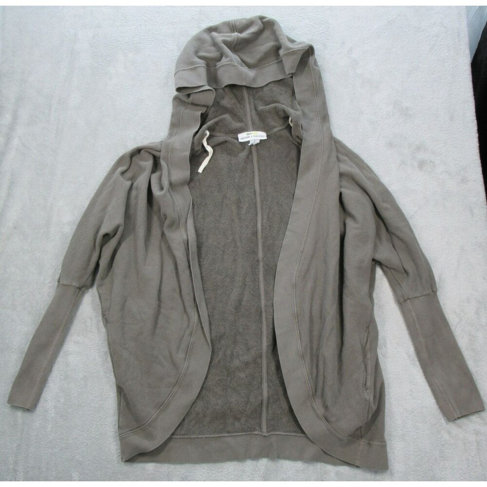 LACOSTE + MALANDRINO Sweater Hoodie Women's Small Open Front Gray Relaxed